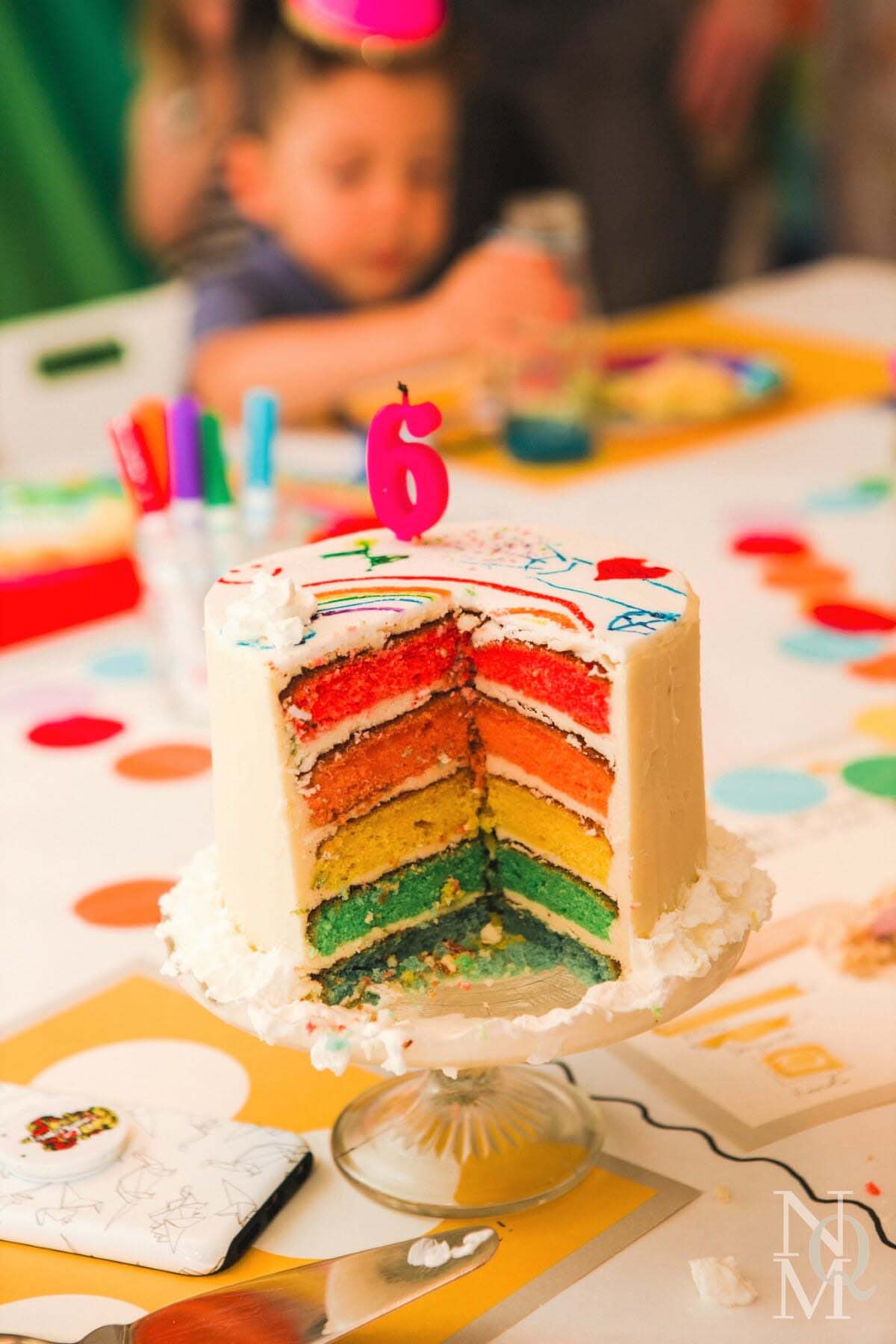 Diy Easy Ish Kid Decorated Rainbow Graffiti Cake No Qualms Mom